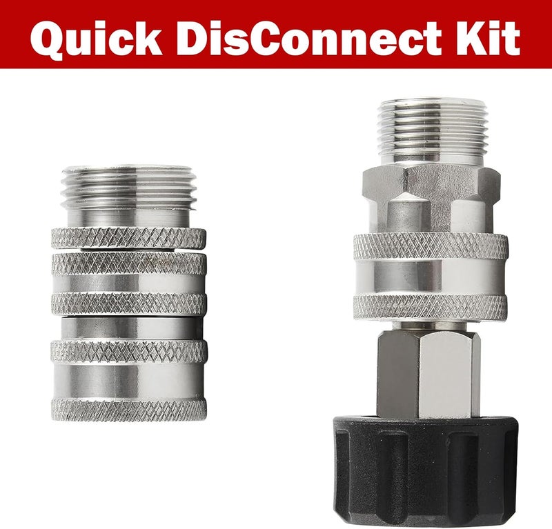 LIULO TOOL Pressure Washer Quick Connect Kit, Stainless Steel Quick Disconnect Kit, M22 Metric Male Thread Quick Connector, M22 14mm Swivel to 3/8" Quick Connect, 3/4" to Quick Release, 8 Pack - Image 5